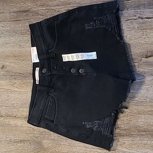 SO BRAND WOMEN'S JUNIORS BLACK DISTRESSED HIGH-RISE MOM SHORTS SIZE 9/29W